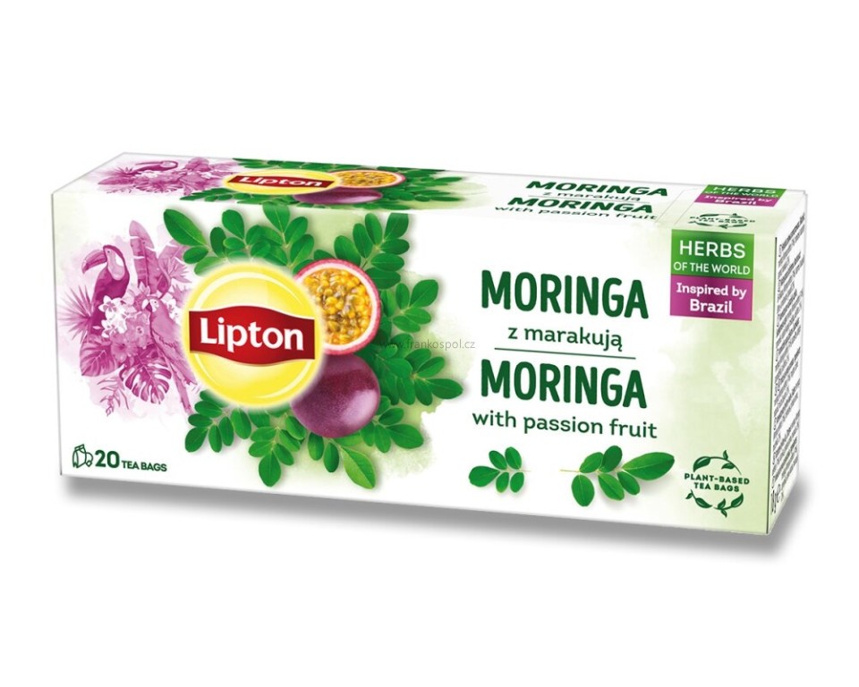 Bylinný čaj LIPTON Moringa a Marakuja, 20 x 0,9 g