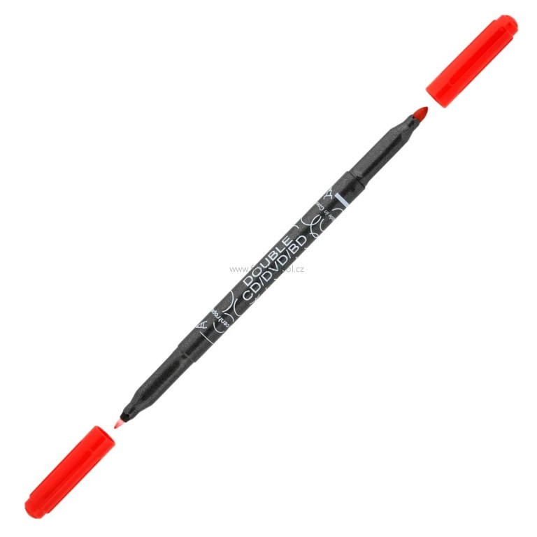 Popisovač CENTROPEN 3616 Double na CD/DVD/BD, červený