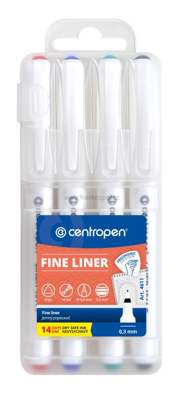 Popisovač CENTROPEN 4611 Liner, sada 4 barev