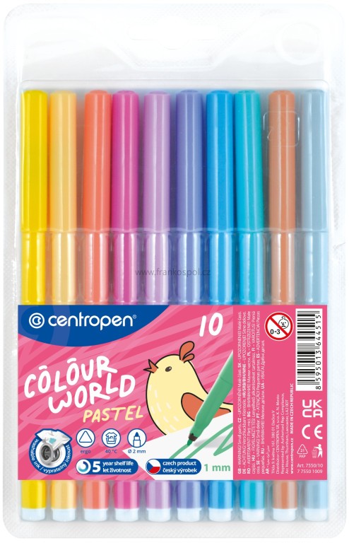 Popisovač CENTROPEN Colour World 7550/10 Pastel, sada 10 ks