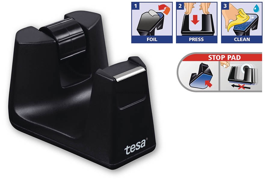 Odvíječ lepicí pásky stolní TESA Easy cut Smart, černý