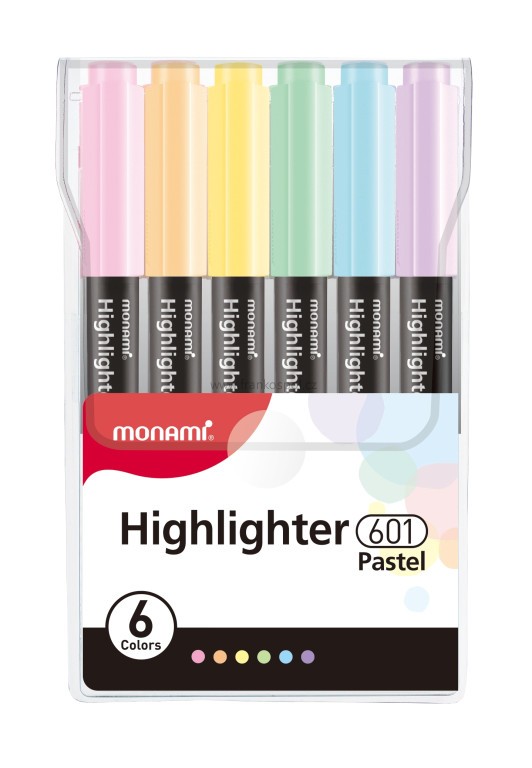 Zvýrazňovač MONAMI 601, pastelové barvy, sada 6 ks
