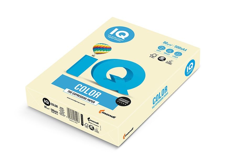 Barevný papír IQ COLOR, A4, 80 g, 500 listů, vanilkový