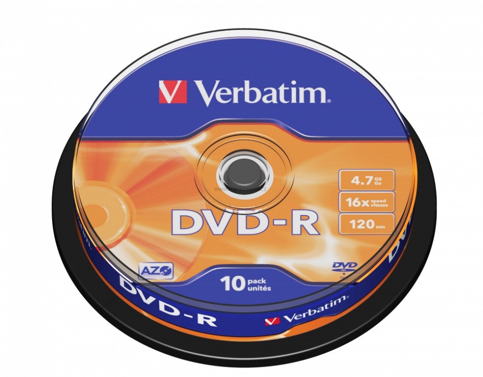 DVD-R Verbatim AZO Matt Silver 4.7GB 16x, cake box 10 ks