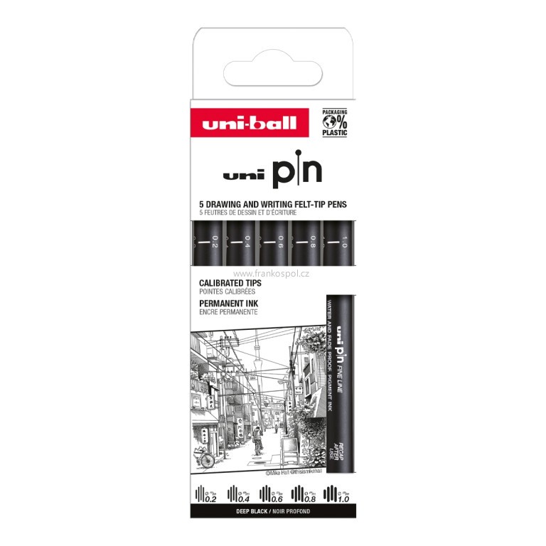 Kreativní popisovač UNI PIN Classic 2, sada 5 ks