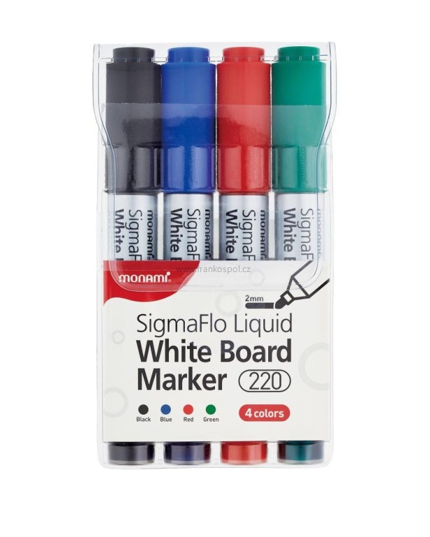 Popisovač MONAMI 220 SigmaFlo Liquid na bílé tabule, sada 4 barev