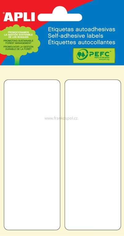 Samolepicí etikety APLI, 38 x 102 mm, bílé