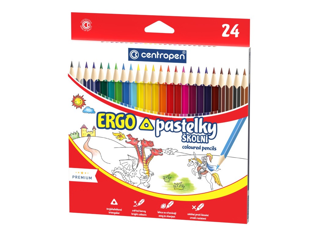 Pastelky CENTROPEN 9521, trojhranné, 24 barev