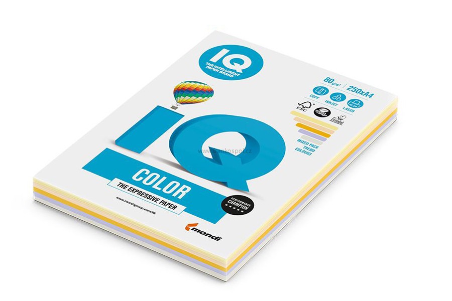 Barevný papír IQ COLOR, A4, 80 g, 250 listů, trendový mix