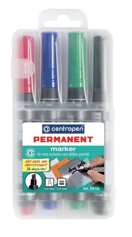 Značkovač CENTROPEN 8516 - permanent, sada 4 ks