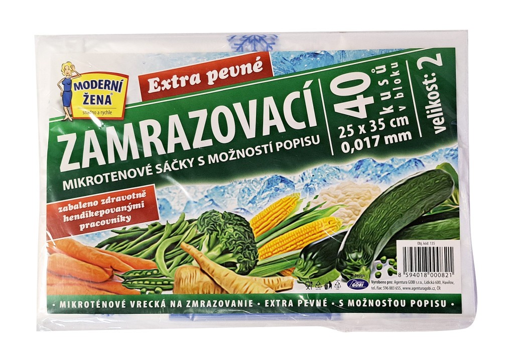 Sáčky zamrazovací mikrotenové, 25 x 35 cm, 40 ks