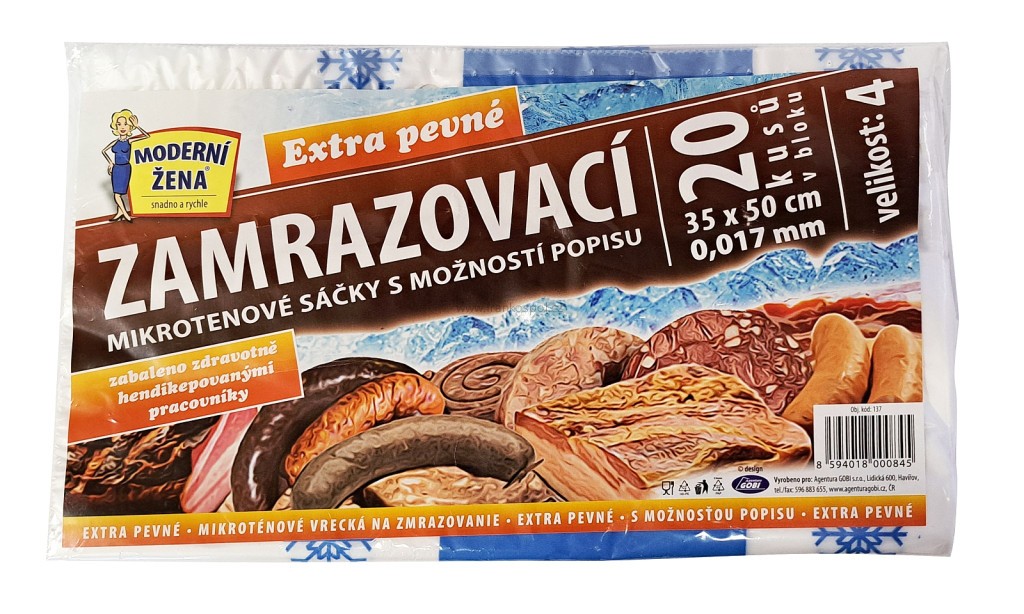 Sáčky zamrazovací mikrotenové, 35 x 50 cm, 20 ks