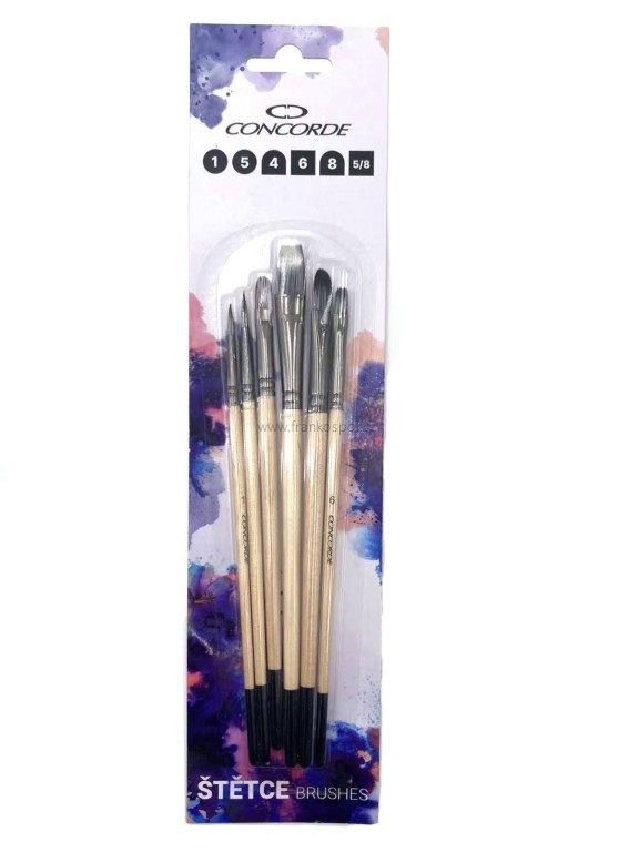 Sada štětců CONCORDE Natural nylon, 6 ks