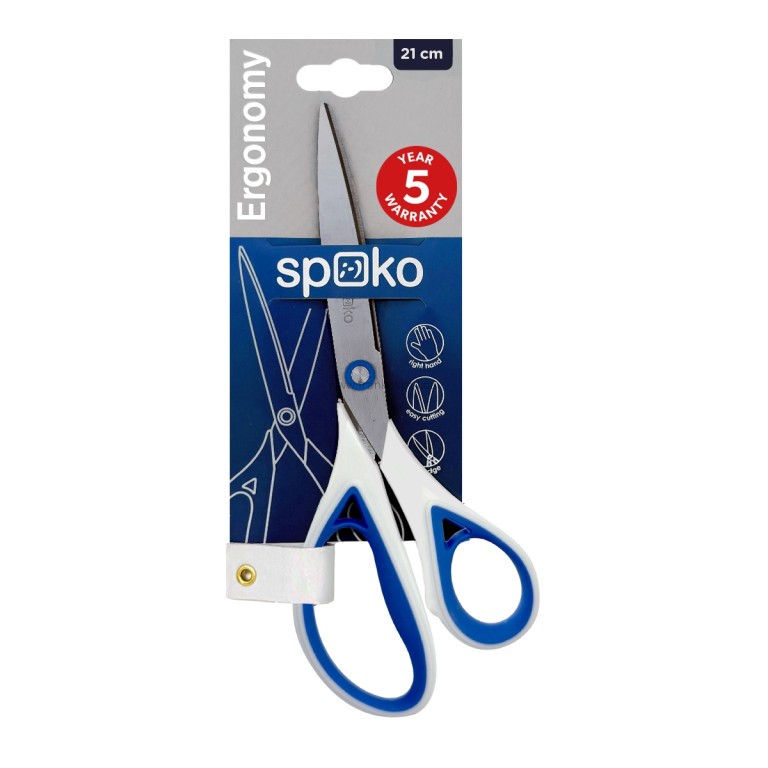 Kancelářské nůžky SPOKO Ergonomy, asymetrické, 21 cm