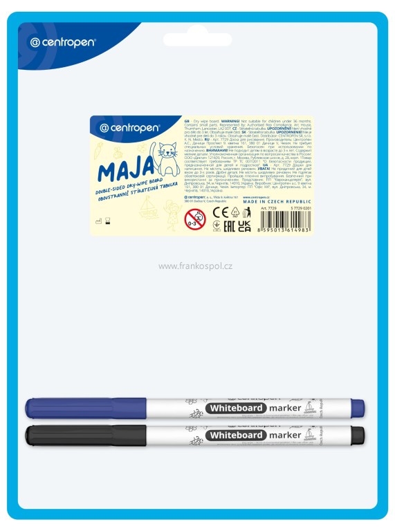 Stíratelná tabulka CENTROPEN Maja 7729, A5, oboustranná