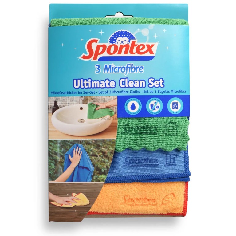 Utěrky z mikrovlákna SPONTEX Ultimate Clean set, sada 3 ks