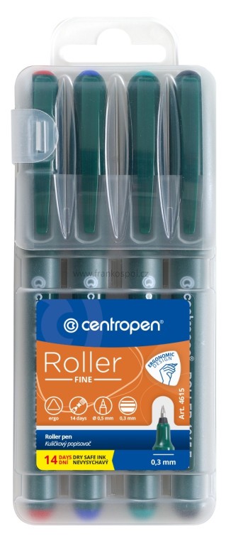 Popisovač CENTROPEN 4615 Roller, sada 4 barev