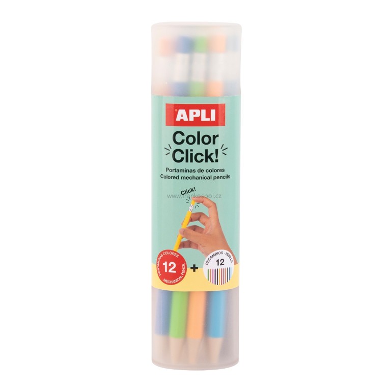Mechanické pastelky APLI Color Click, 12 ks sada tubus