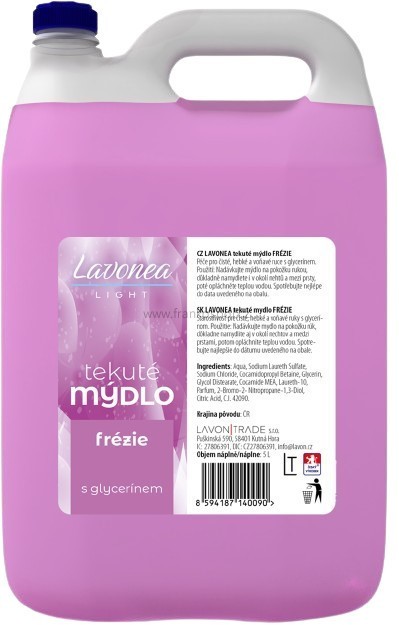Tekuté mýdlo LAVONEA Light Frézie, 5 l