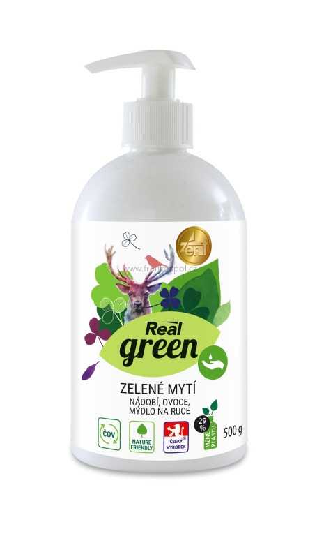 REAL Green Clean Zelené mytí nádobí, ovoce a mýdlo na ruce, 500g