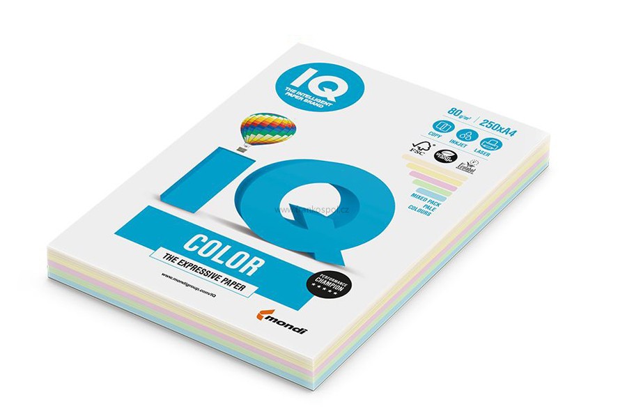 Barevný papír IQ COLOR, A4, 80 g, 250 listů, pastelový mix