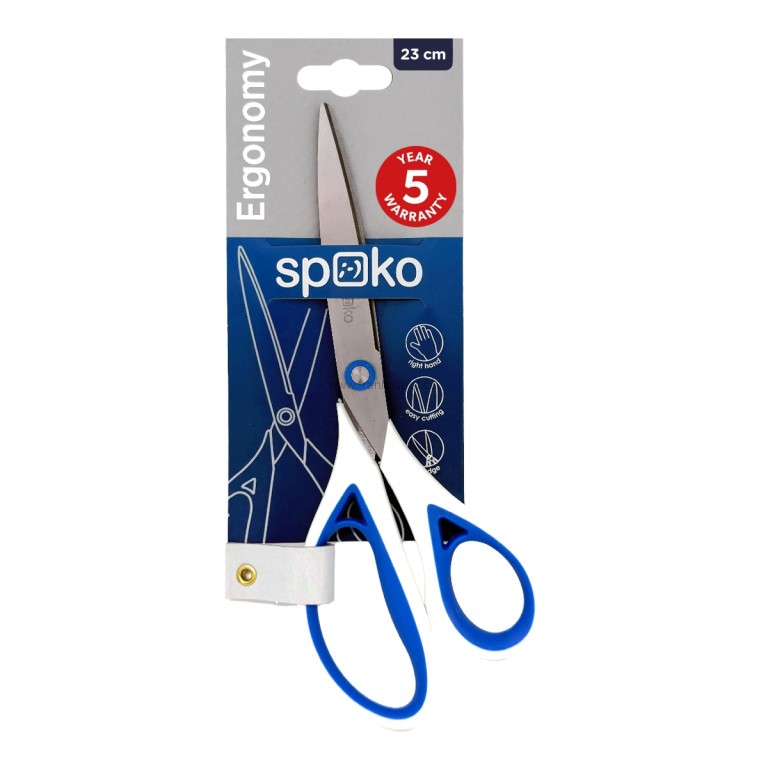 Kancelářské nůžky SPOKO Ergonomy, asymetrické, 23 cm