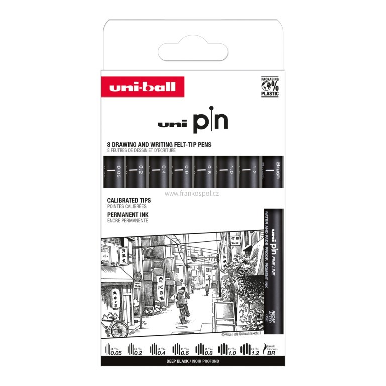 Kreativní popisovač UNI PIN Classic, sada 8 ks