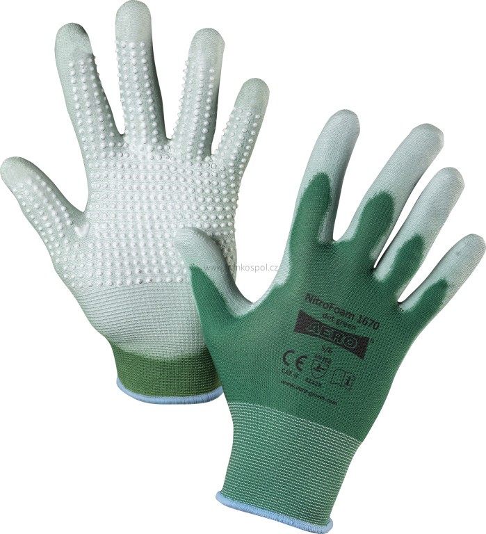 Rukavice pracovní AERO PurtSkin 1670 dot green, vel. M (7)