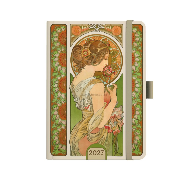 Denní diář ALFONS MUCHA, A5, zelený