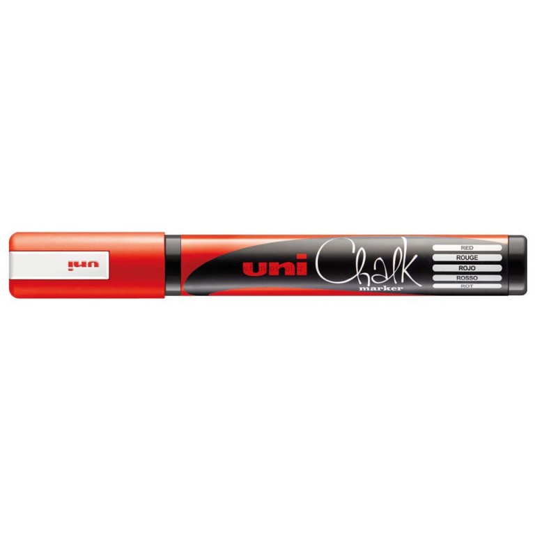 Křídový popisovač UNI Chalk Marker, 1,8-2,5 mm, červený