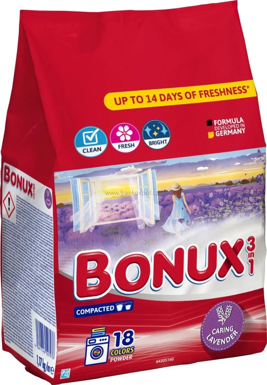 Prací prášek BONUX 3v1, 1,17kg, na barevné prádlo