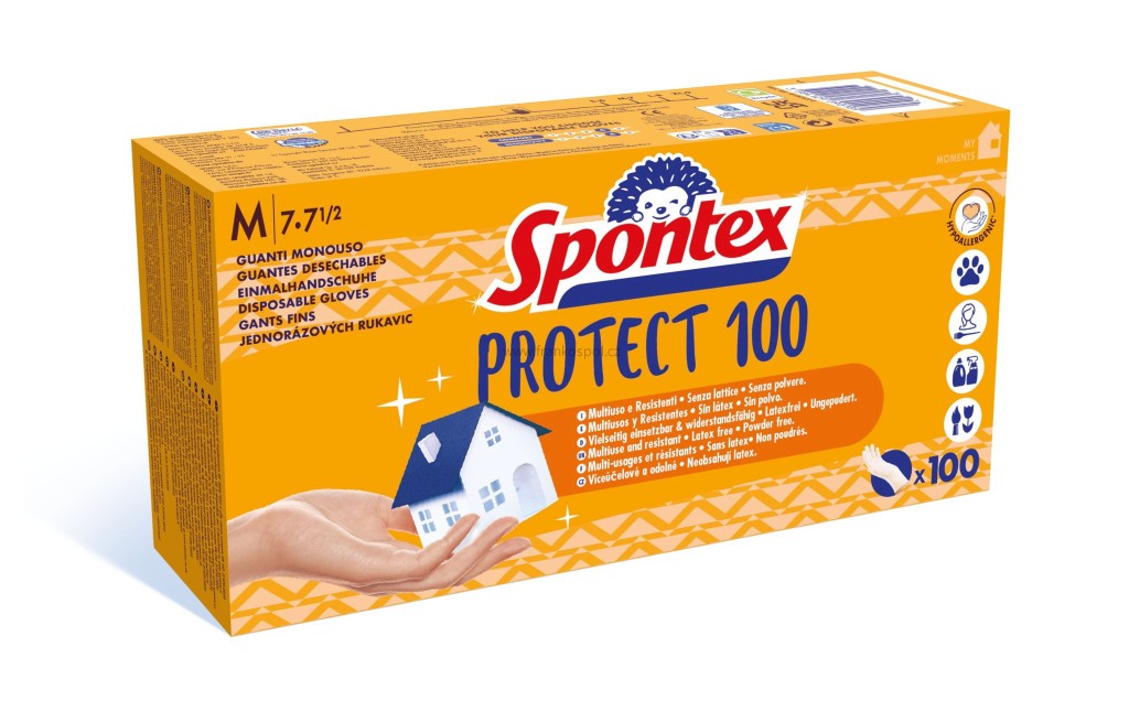 Rukavice jednorázové SPONTEX Protect 100, vinylové, vel. M