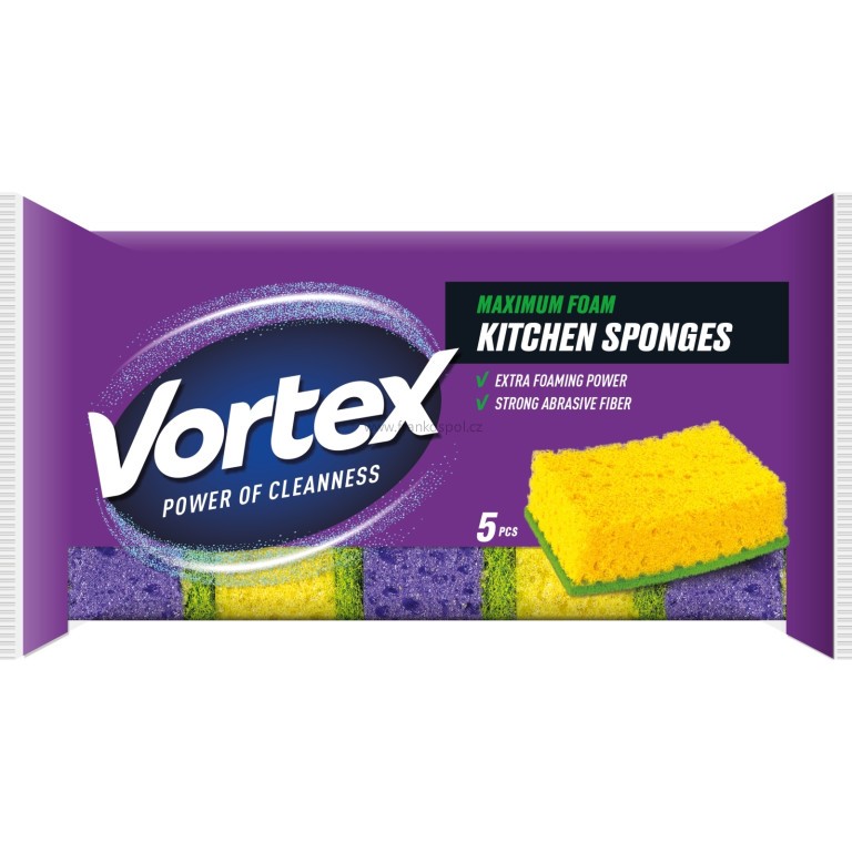 Houbička na nádobí VORTEX Maximum Foam, 5 ks