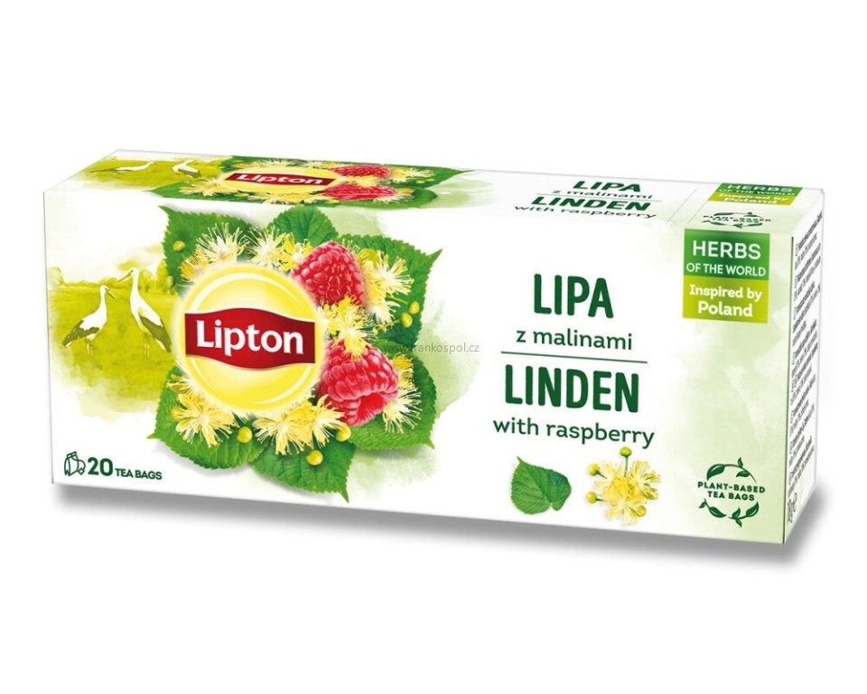 Bylinný čaj LIPTON Lípa a Malina, 20 x 0,9 g