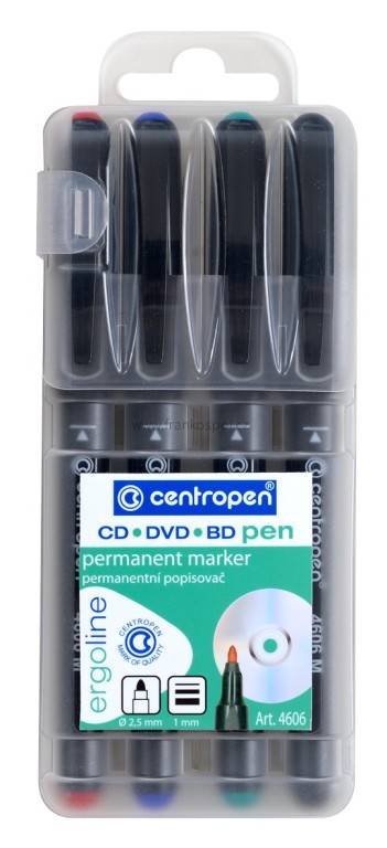Popisovač CENTROPEN 4606 M na CD/DVD/BD, sada 4 barev