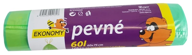 Pytle do koše 60l zatahovací v roli, zelené