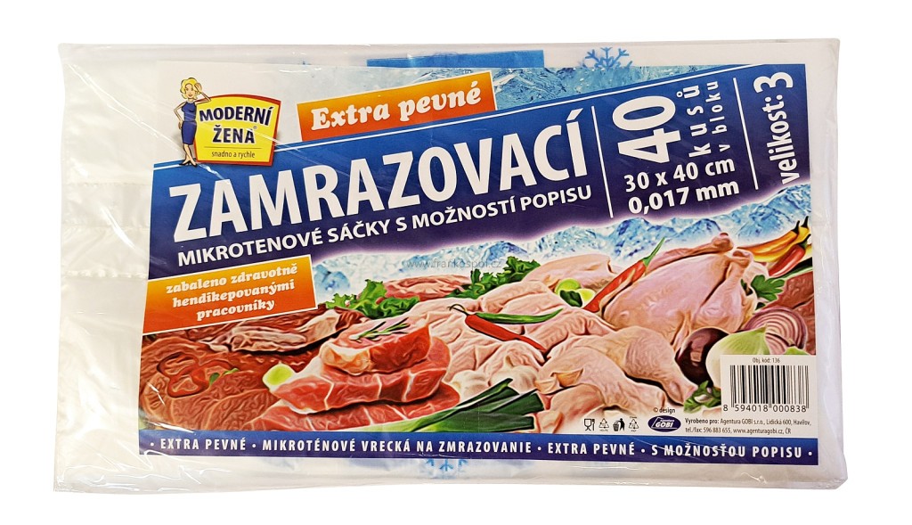 Sáčky zamrazovací mikrotenové, 30 x 40 cm, 40 ks