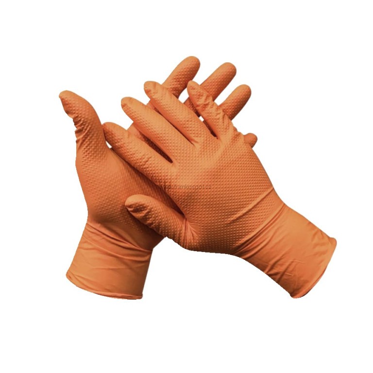 Rukavice jednorázové GoGrip, nitrilové, oranžové, vel. L
