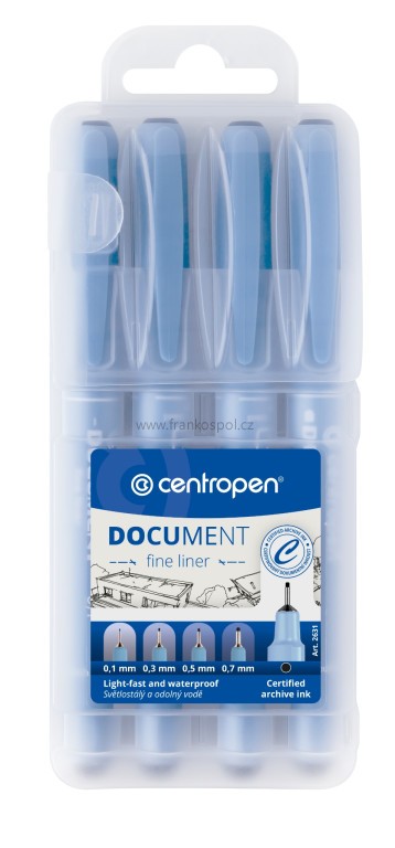 Popisovač CENTROPEN 2631 Document, černý, sada 4 ks