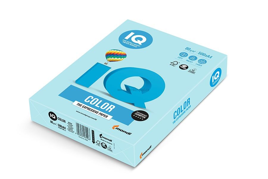 Barevný papír IQ COLOR, A4, 80 g, 500 listů, středně modrý