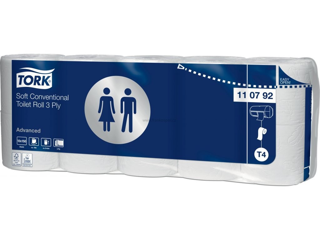 Toaletní papír TORK T4 Advanced, 3-vrstvý, 10 ks
