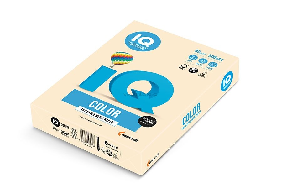 Barevný papír IQ COLOR, A4, 80 g, 500 listů, chamois