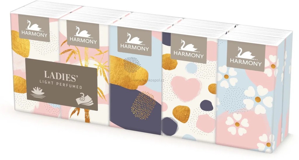 Papírové kapesníčky HARMONY Ladies light perfumed, 3-vrstvé, 10 x 10 ks