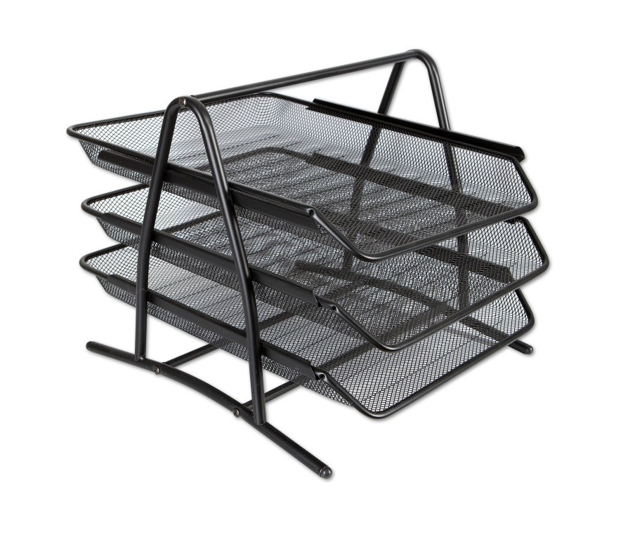 Drátěný zásuvkový box, 3 zásuvky, černý