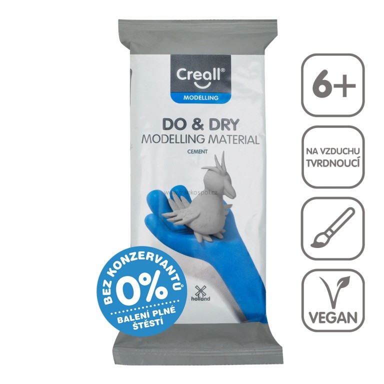 Modelovací hmota CREALL DO&DRY, hypoalergenní, 0,5 kg, šedý cement