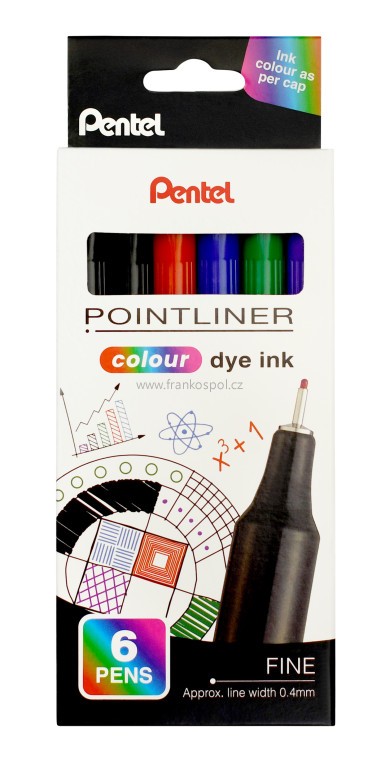 Liner PENTEL Pointliner S40, 0,4 mm, sada 6 ks
