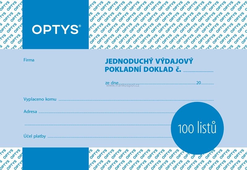 Výdajový doklad A6, jednoduchý, 100 listů