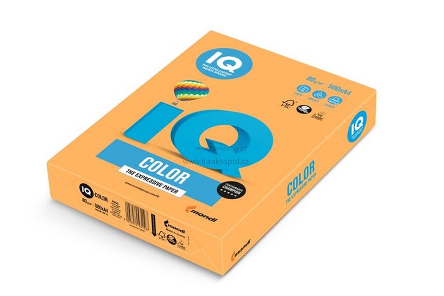Barevný papír IQ COLOR, A4, 80 g, 500 listů, neon. oranžový