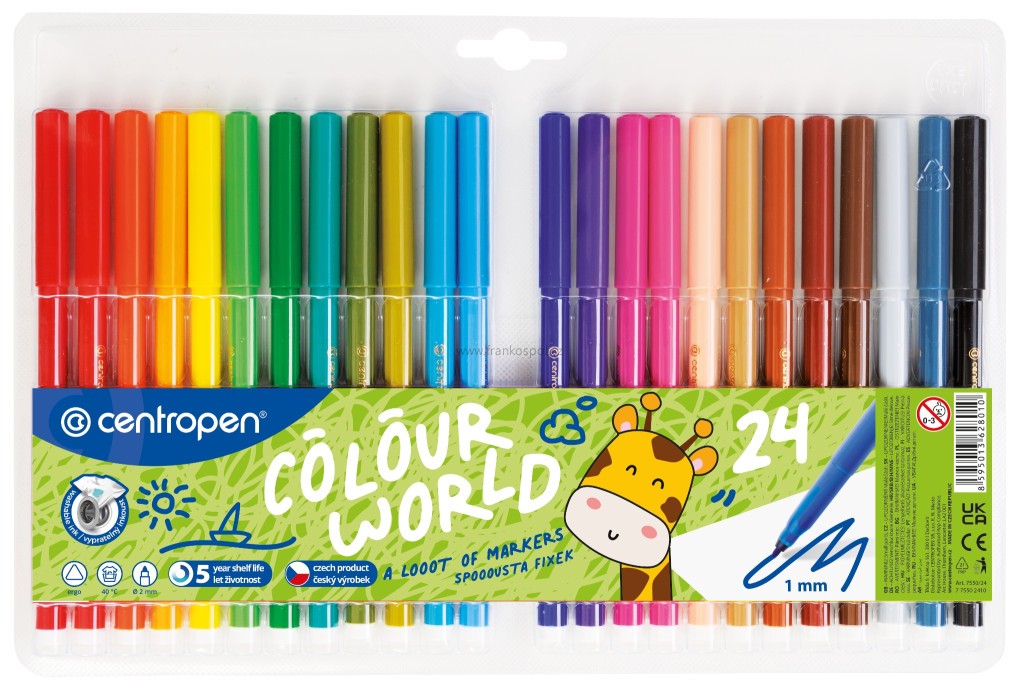 Popisovač CENTROPEN Colour World 7550/24, sada 24 ks