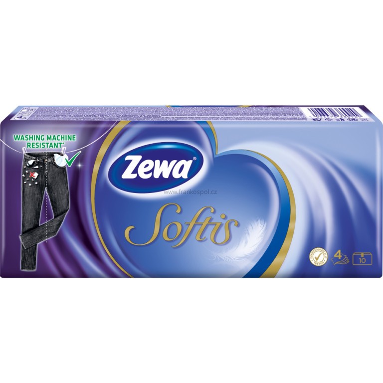 Papírové kapesníčky ZEWA Softis standard, 4-vrstvé, 10 x 10 ks